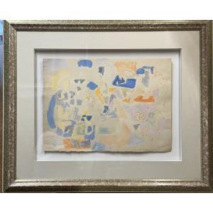Marie Raymond (1908–1988) "abstract Composition" On Loup; Gouache; School Of Paris