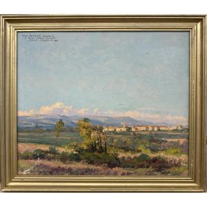 Edmond Paul Auguste Barbarroux, Toulon 1882–1946, “provençal Landscape,” Oil On Panel, Signed