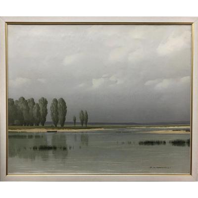Pierre De Clausade (1910-1976) "Paysage des bords de Loire"