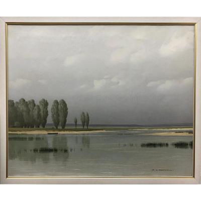 Pierre De Clausade (1910-1976) "Paysage des bords de Loire"