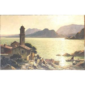 Vidal Gustave (1895 - 1966) «vue d'Un Village Corse» Porticcio Ajaccio Corsica Bastia Avignon