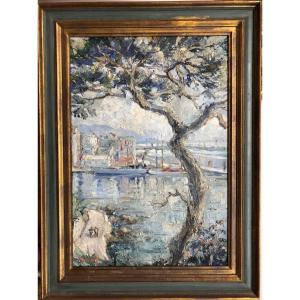 Yvon DIEULAFE (1903-1990): "Le port de Bastia vu du jardin Romieu"