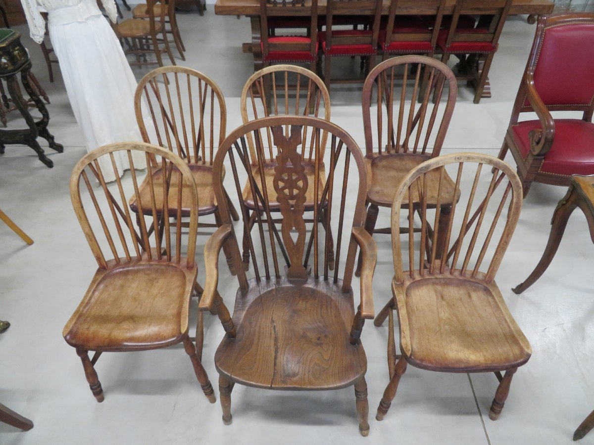 5 Chairs And 1 Winsor-style Armchair