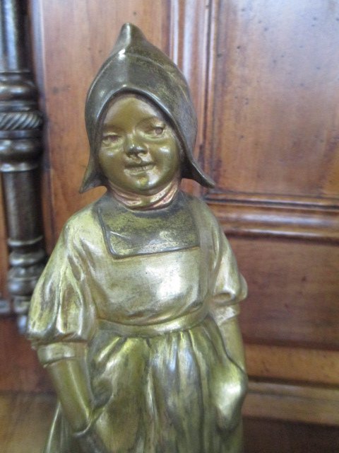 Bronze De d'Asté Jeune Femme Et Jeune Homme-photo-5