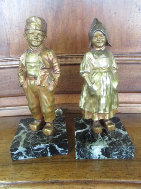 Bronze De d'Asté Jeune Femme Et Jeune Homme