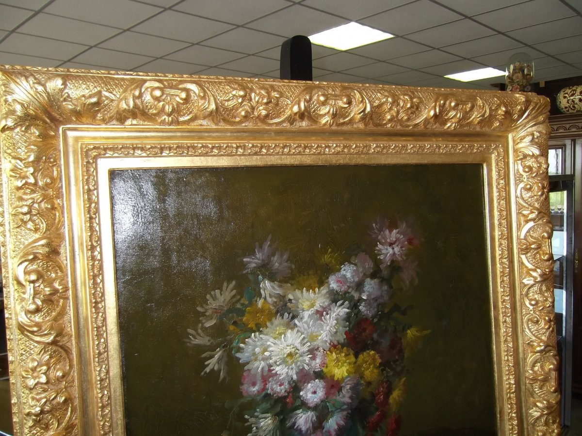 Huile Sur Toile Bouquet De Fleur-photo-2