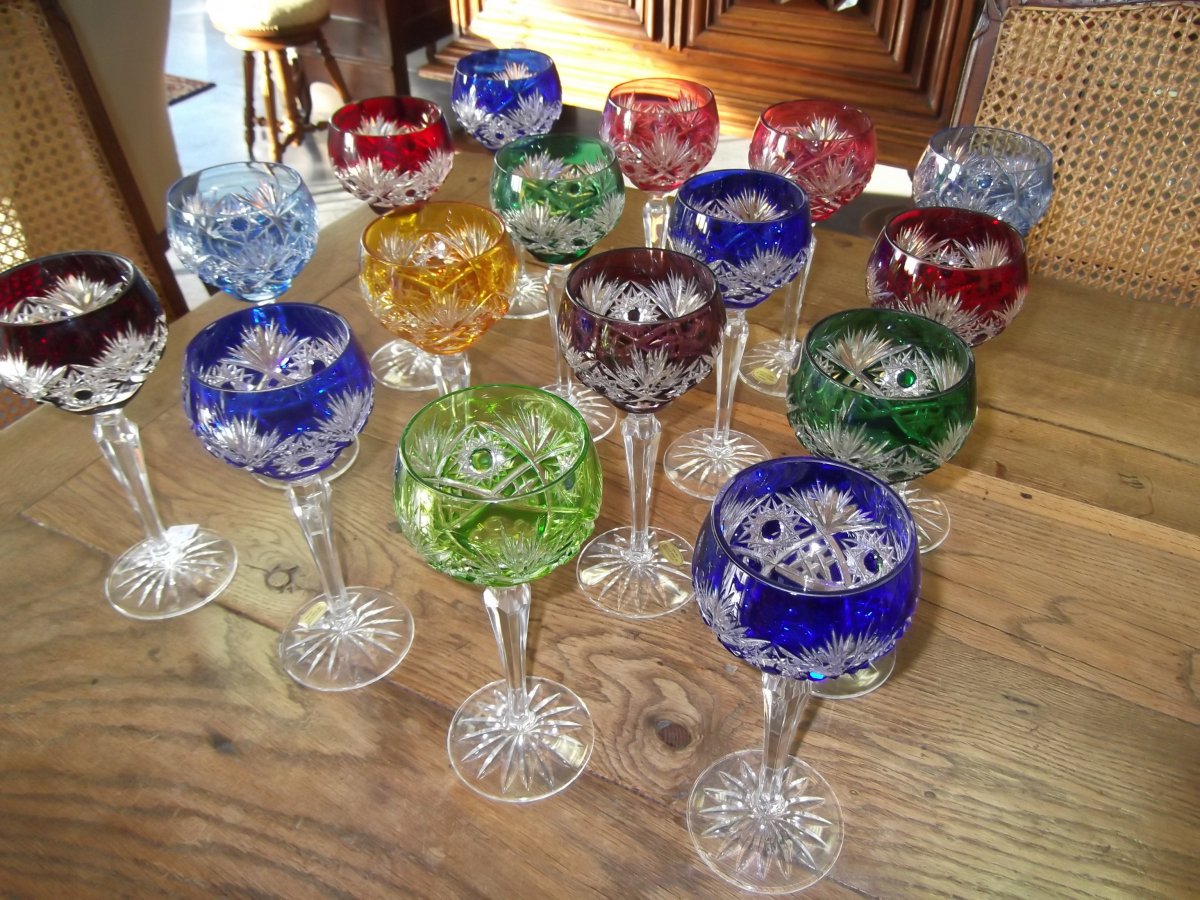 16 Verres En Cristal De Couleur-photo-3