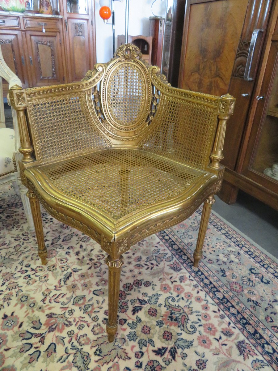 Fauteuil d'Angle En Bois Doré