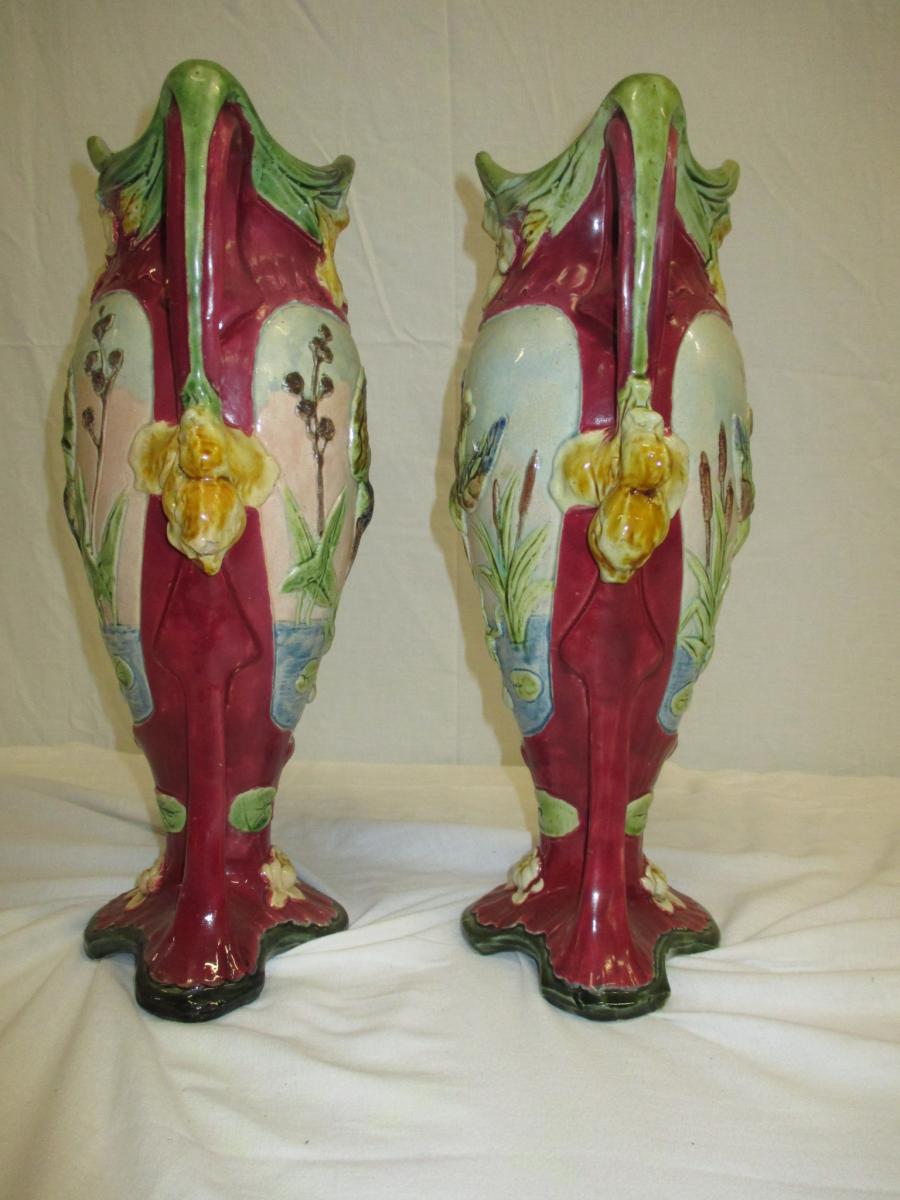 Pair Vase Barbotine At Kingfisher-photo-3