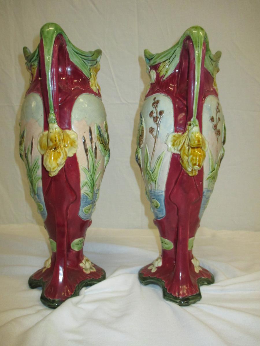 Pair Vase Barbotine At Kingfisher-photo-4