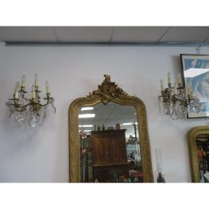 paire d'appliques en bronze et pampilles