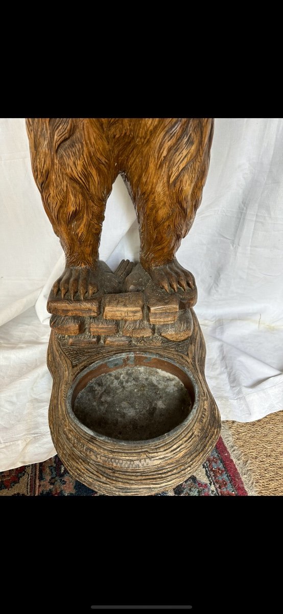Bear Coat Rack With Percent In Carved Wood Black Forest Work-photo-4