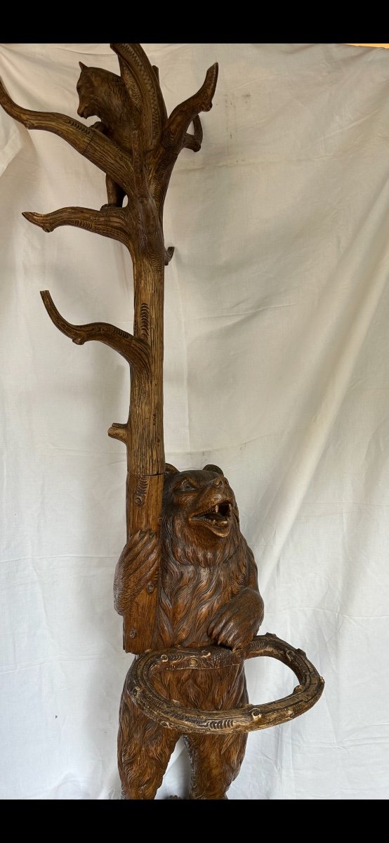 Bear Coat Rack With Percent In Carved Wood Black Forest Work