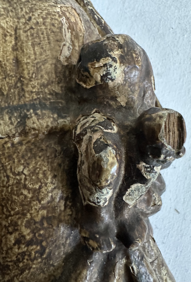 Vierge en chêne peinte XVII eme -photo-1