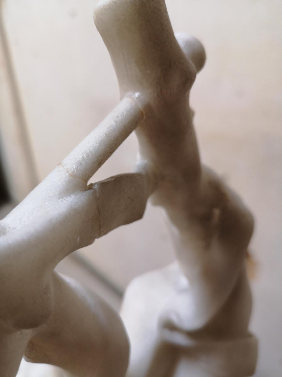Sculpture In Marble Signed E. Hannaux "poet And Siren"-photo-4