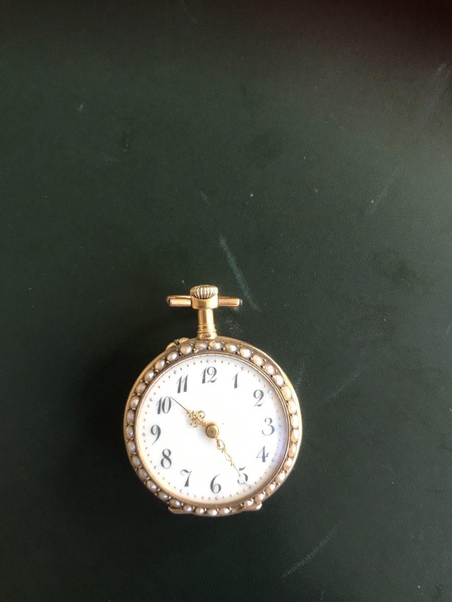 Ladies Pocket Watch 18k Gold Beaded