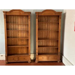 Paire De Bibliothèque En Sapin