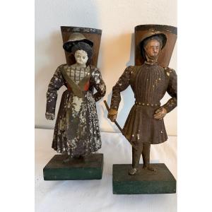 19th Century Tinplate Grape Harvesters Couple