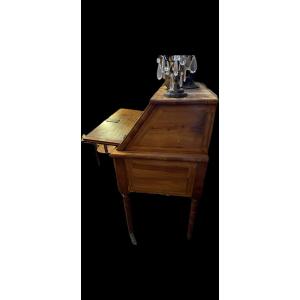 Cherry Wood Secretary Desk With A Sloping (donkey-back) Design 