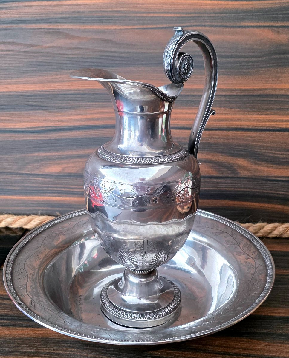 Grande aiguiere et son bassin argent vieillard -photo-3