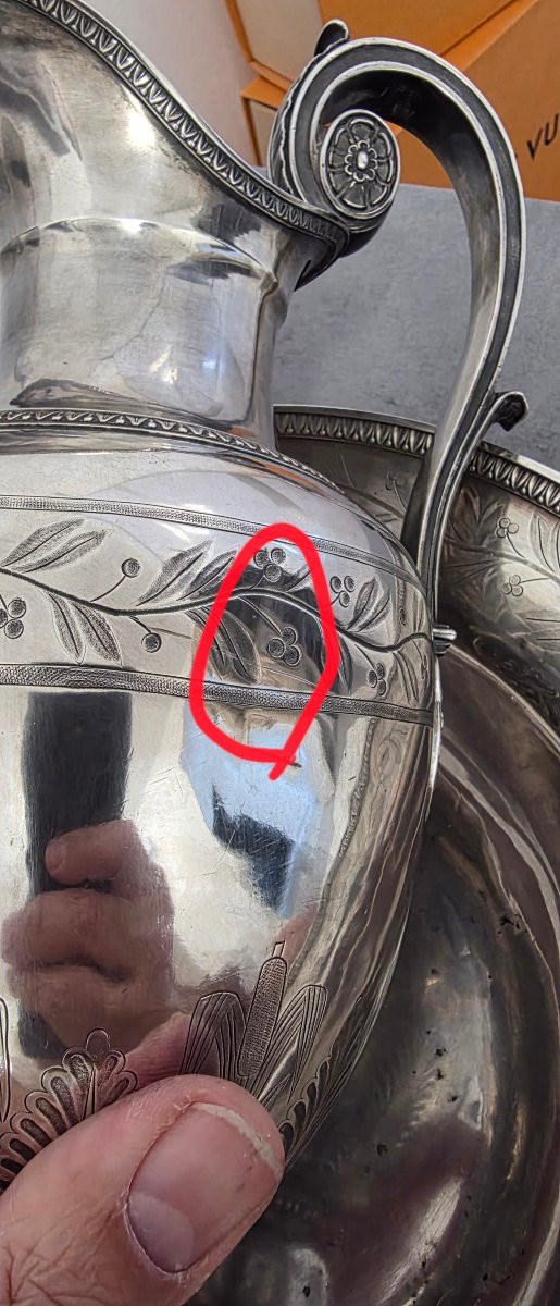 Grande aiguiere et son bassin argent vieillard -photo-1