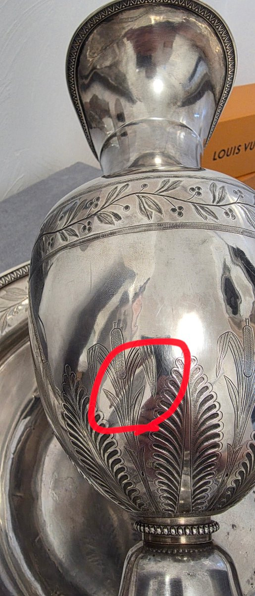 Grande aiguiere et son bassin argent vieillard -photo-2