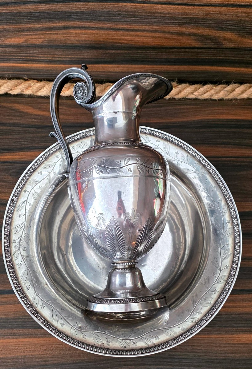 Grande aiguiere et son bassin argent vieillard 