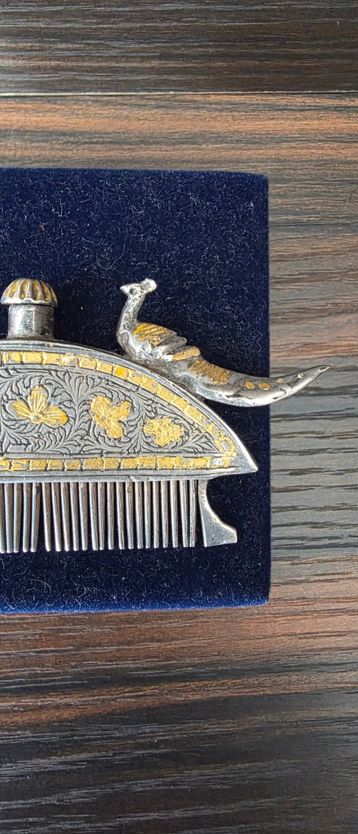 Mughal Comb, India, Silver And Bronze-photo-4