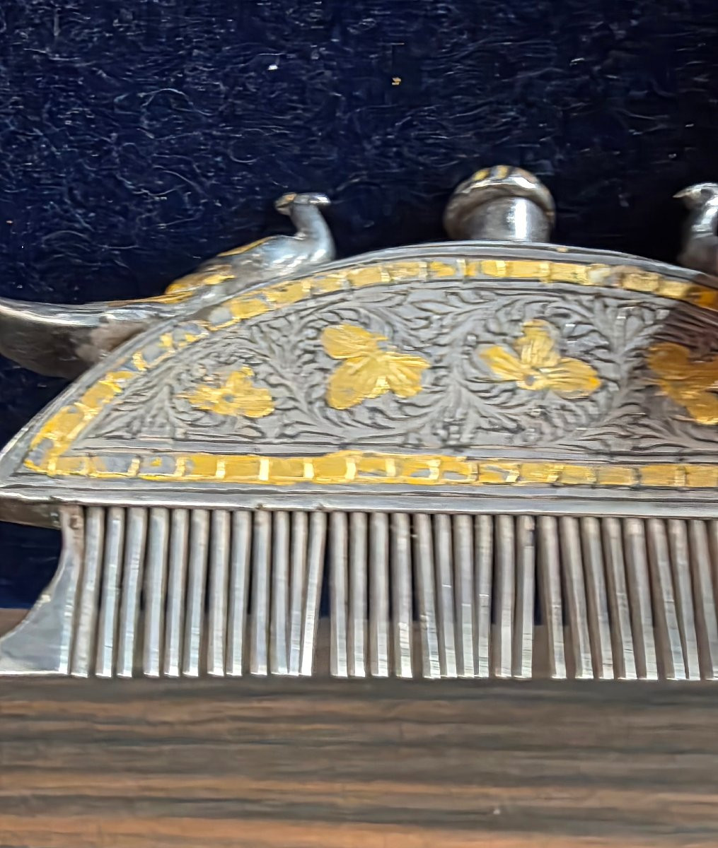 Mughal Comb, India, Silver And Bronze-photo-1