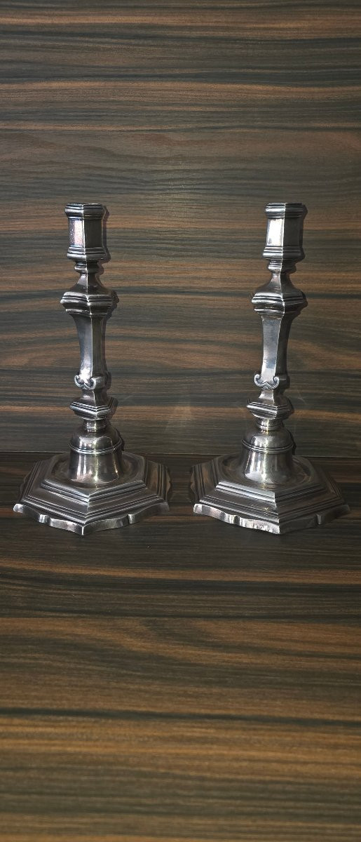 Pair Of 18th-century Silver Candlesticks From Béziers -photo-4