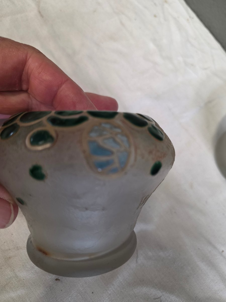 Paire de petits.vase legras pate de verre-photo-2