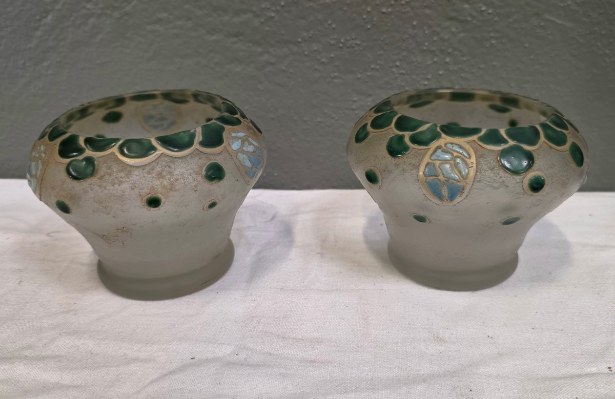 Paire de petits.vase legras pate de verre
