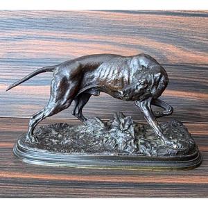 Pierre-Jules MÈNE (Paris, 1810 - 1879) Chien braque à l'arrêt.