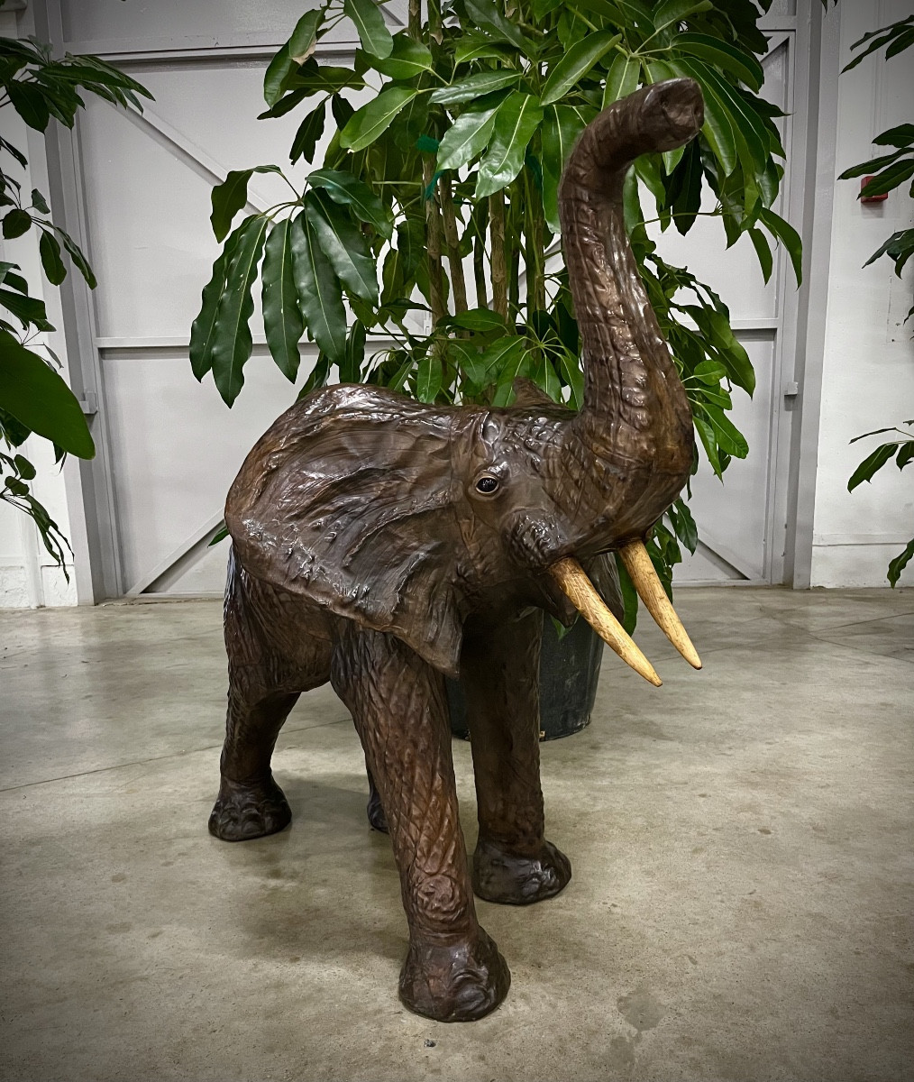 Large Leather Elephant, Late 20th Century