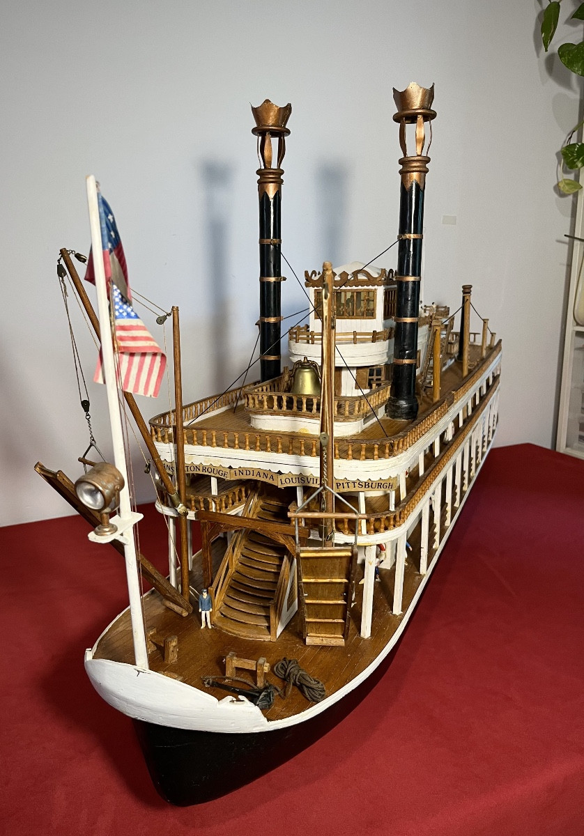 Grande Maquette Du Bateau Marieville XXe 