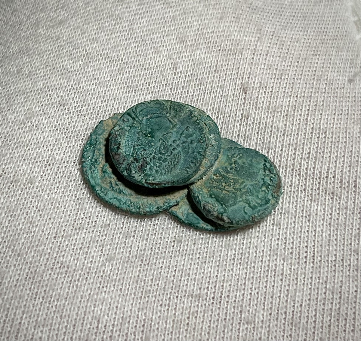 Concretion Of 5 Roman Coins - Epfig Treasure -photo-2