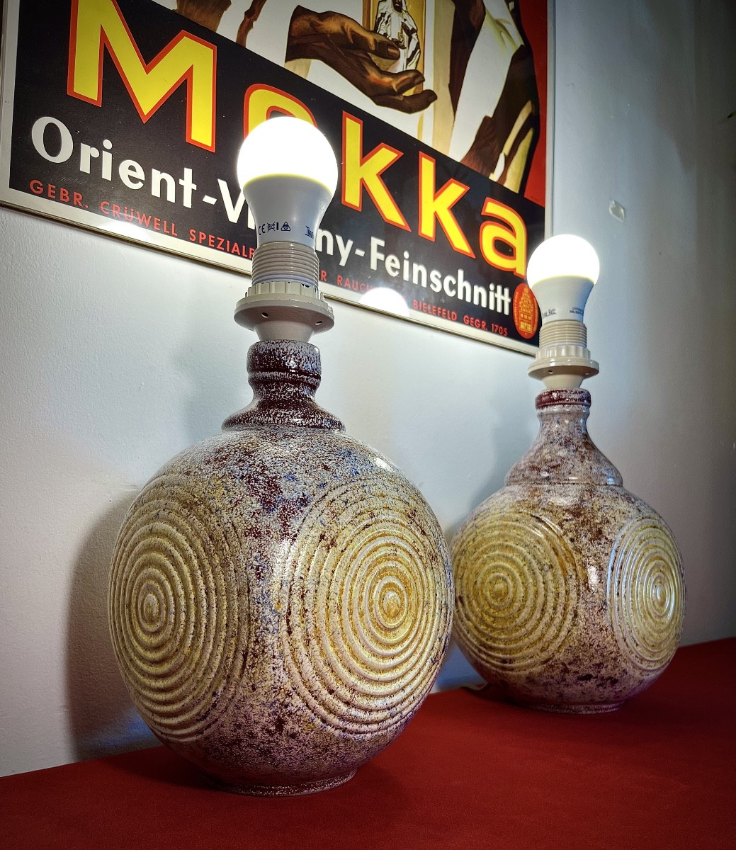 Paire De Lampes En Céramique - Bernard Buffat -photo-4