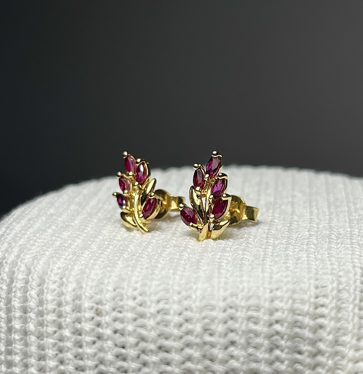 Boucle d'Oreille Or 18 Carats Et Rubis-photo-2