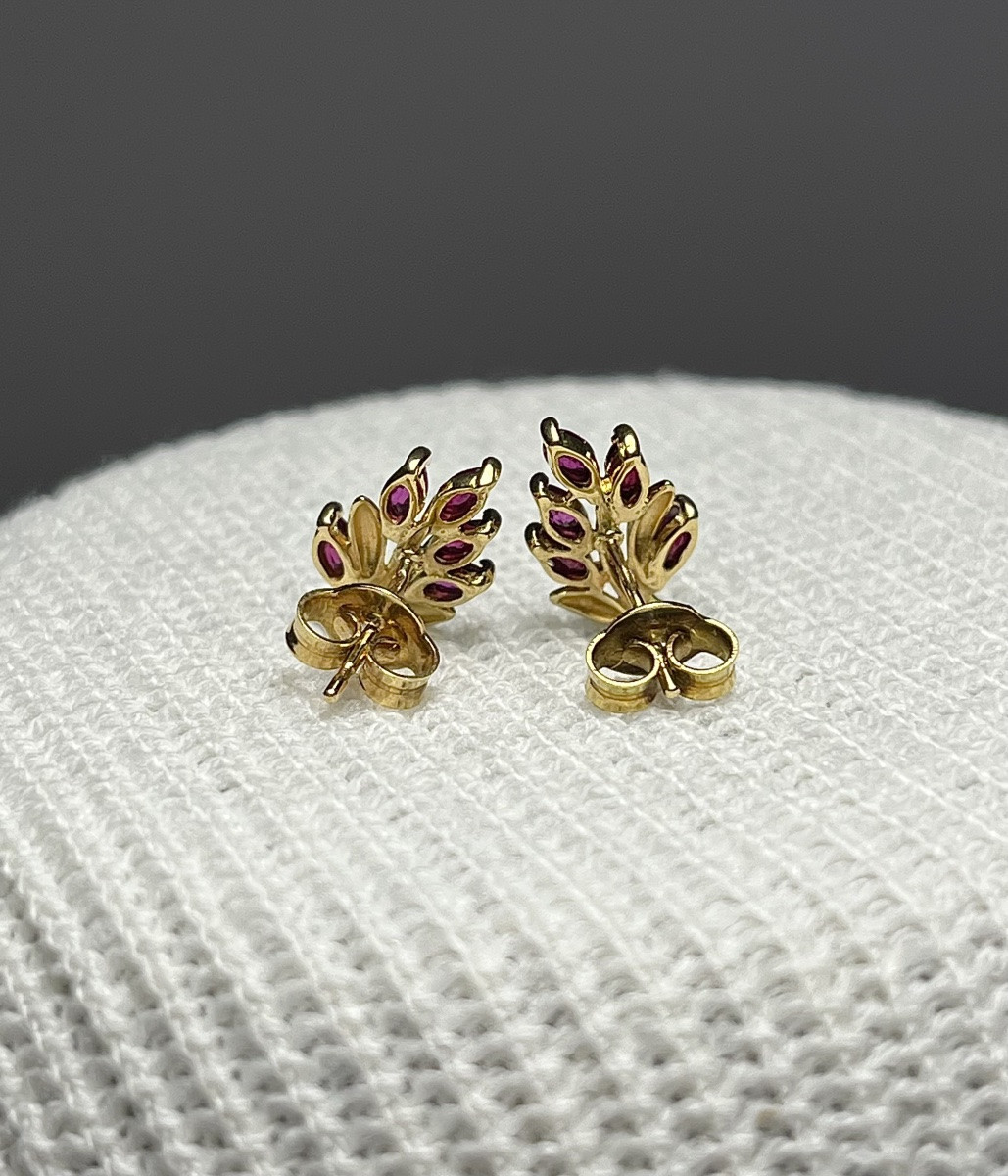 Boucle d'Oreille Or 18 Carats Et Rubis-photo-3