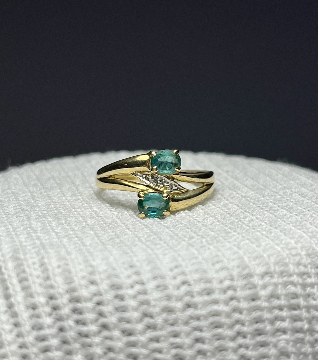 Bague Toi Et Moi - Or 18 Carats Et Émeraudes