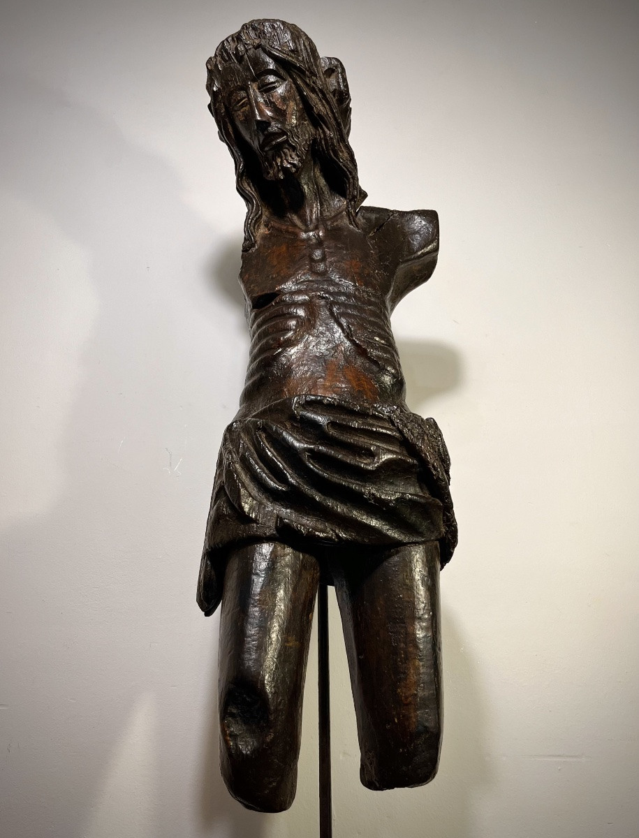 Grand Christ En Bois Sculpté XVIIème-photo-3
