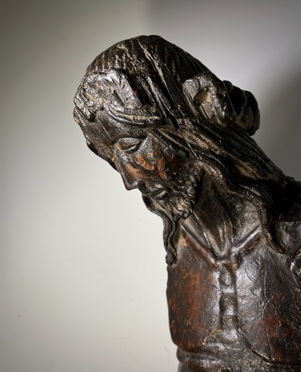 Grand Christ En Bois Sculpté XVIIème-photo-4