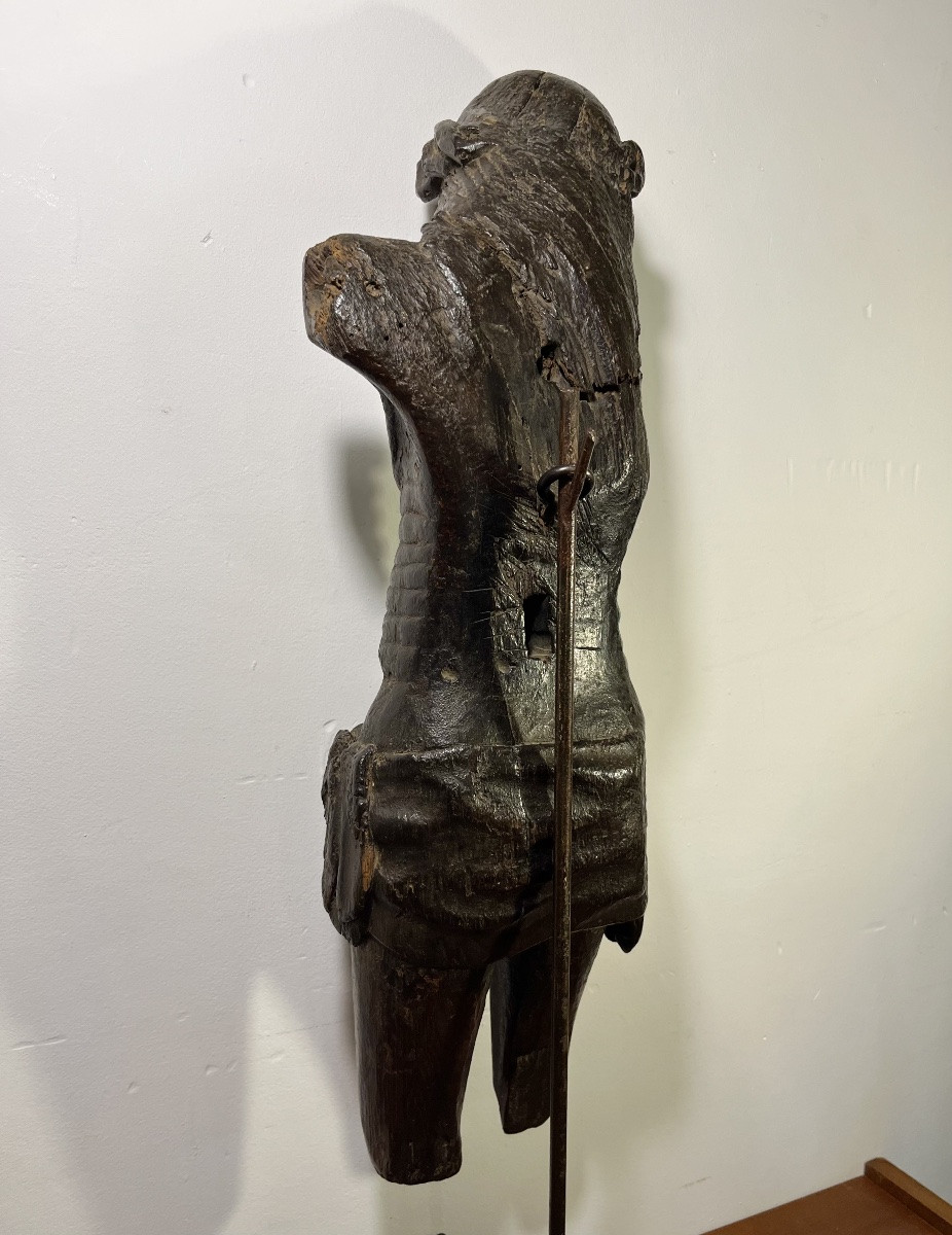Grand Christ En Bois Sculpté XVIIème-photo-3