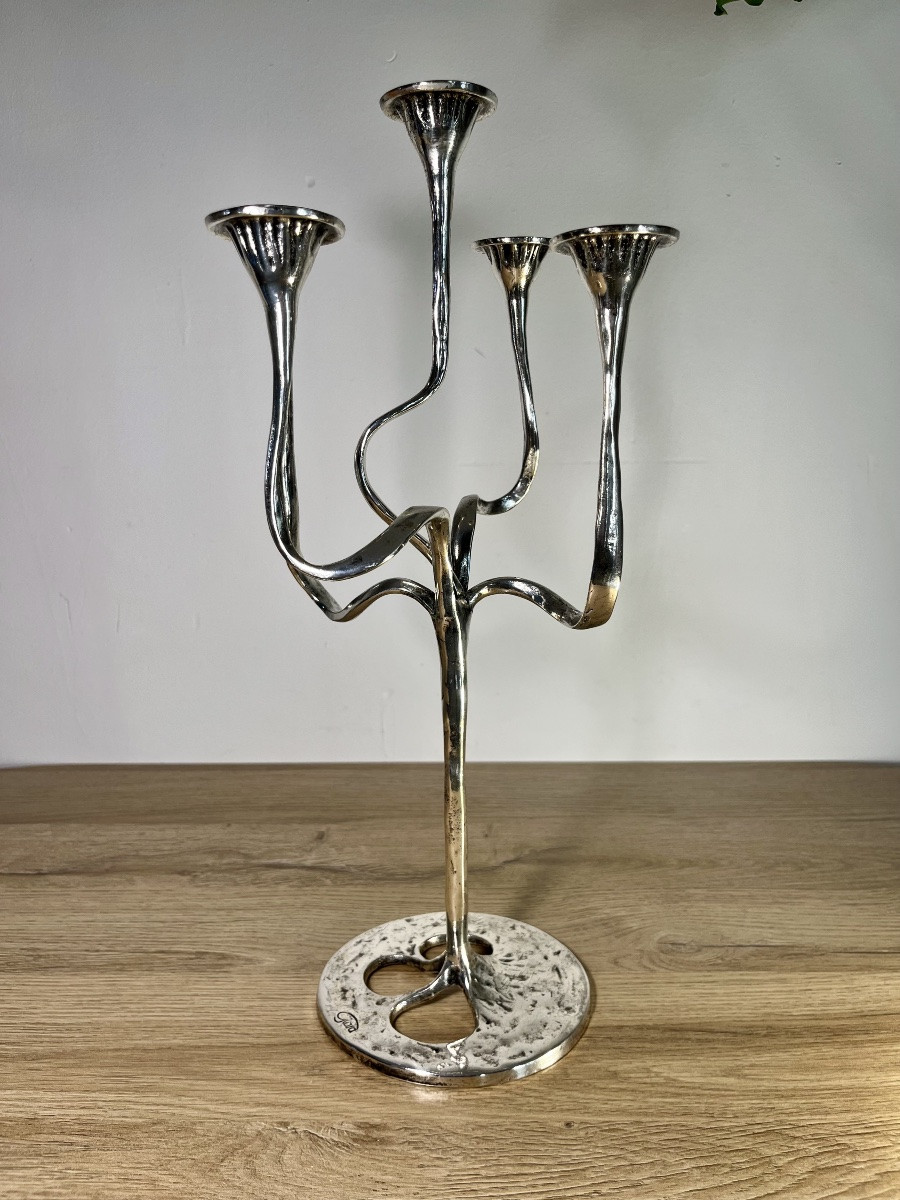 Chandelier Brutaliste En Bronze Par Kurt Jesch -photo-2