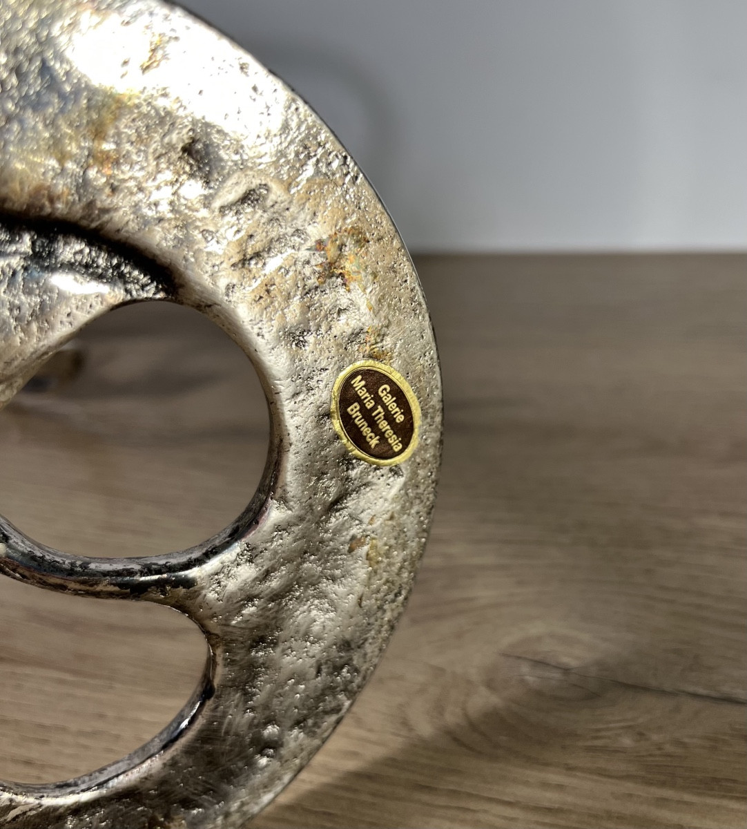 Chandelier Brutaliste En Bronze Par Kurt Jesch -photo-1