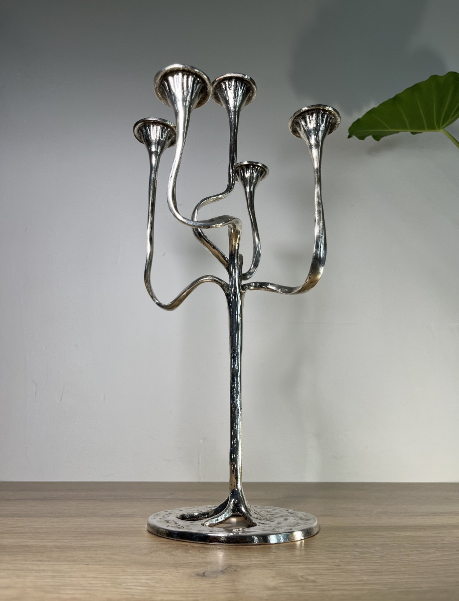 Chandelier Brutaliste En Bronze Par Kurt Jesch 