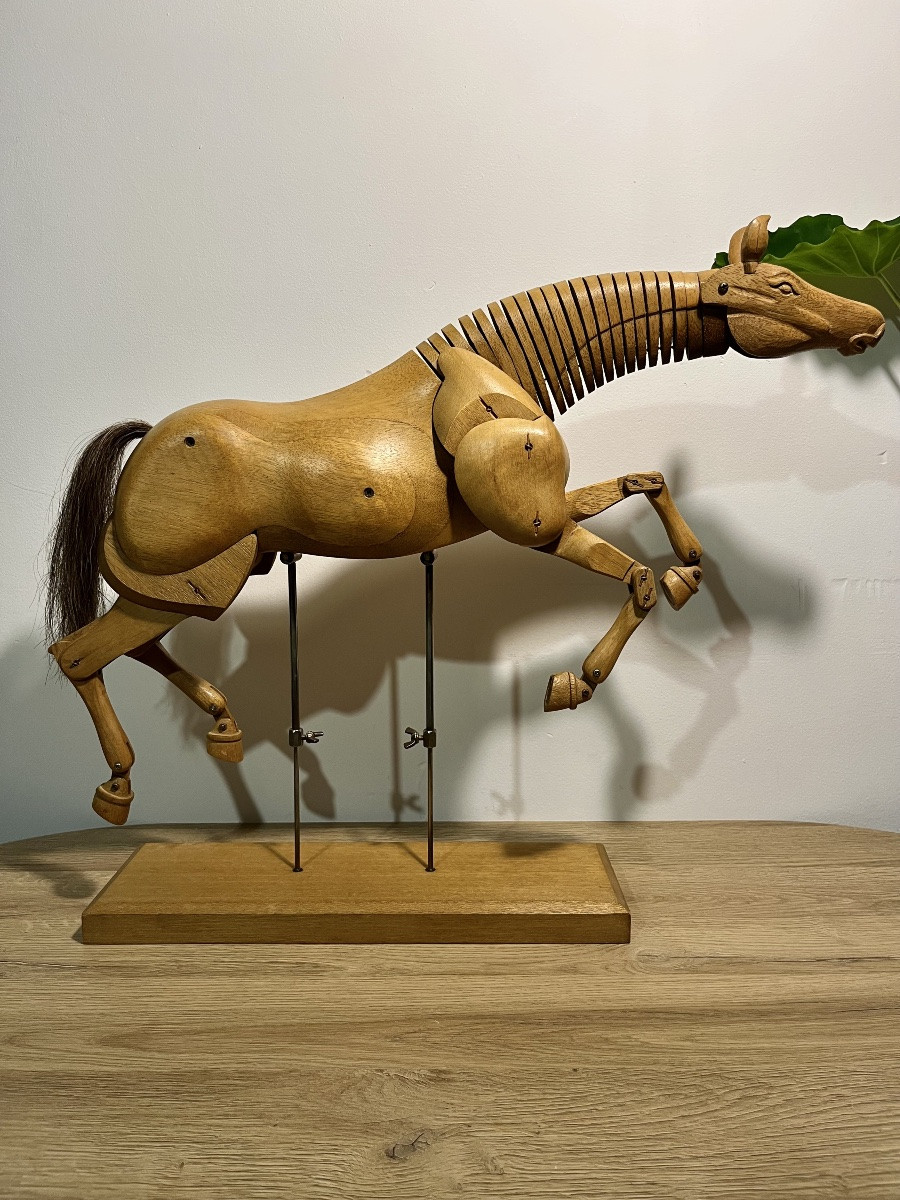 Articulated Wooden Horse From The 1960s-photo-3