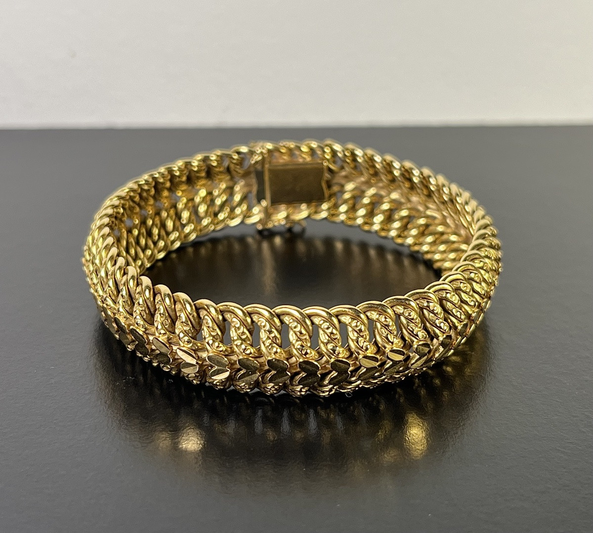 Bracelet Maille Américaine En Or Jaune -photo-2
