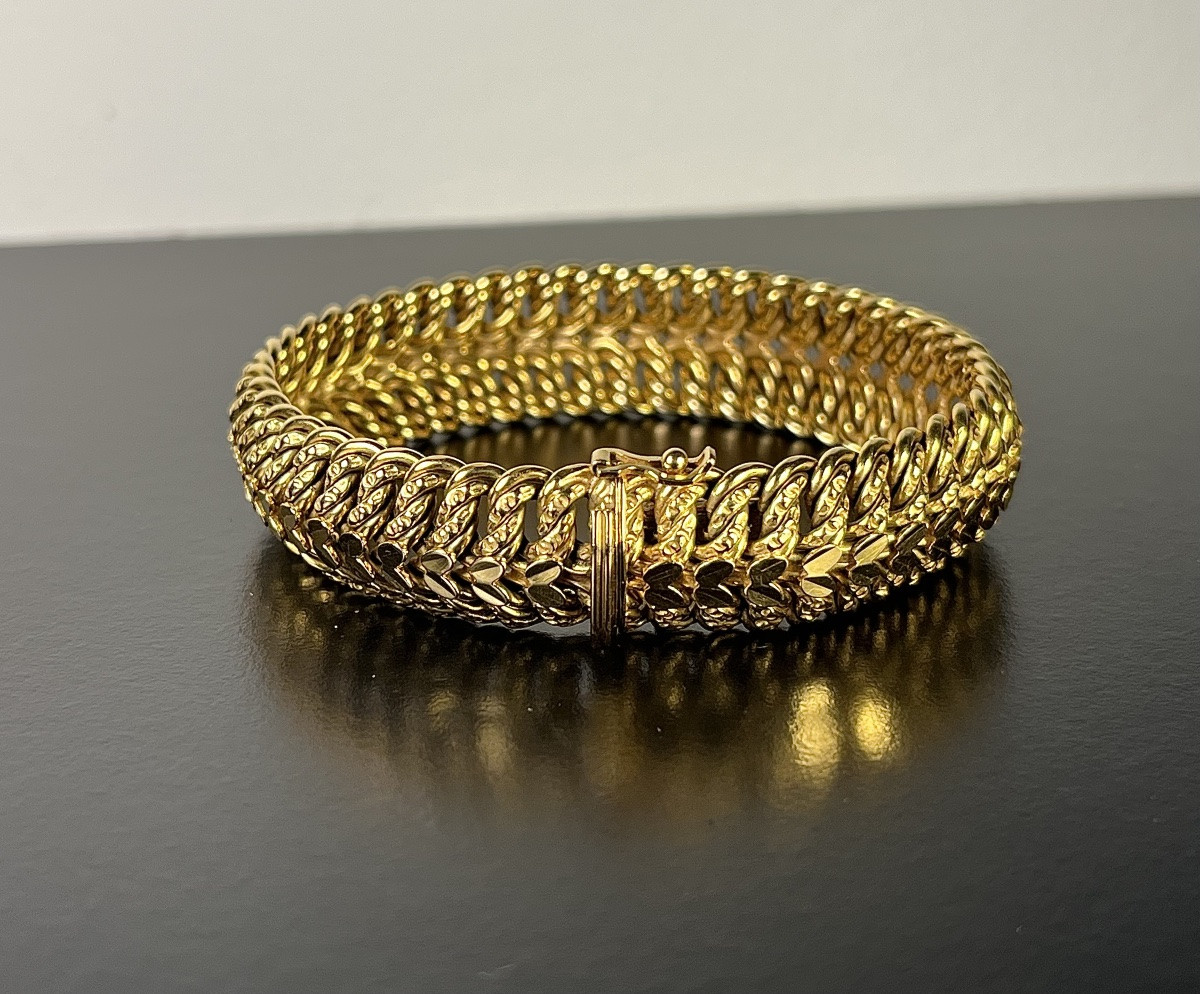 Bracelet Maille Américaine En Or Jaune -photo-3