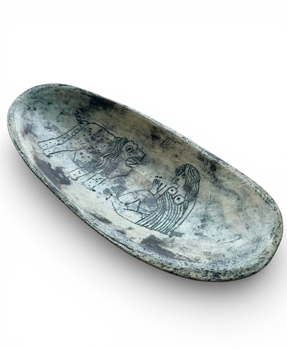 Jacques Blin - Oblong Bowl In Glazed Ceramic 